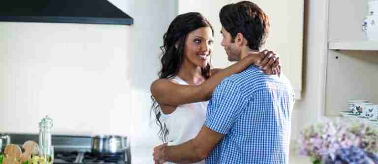 An enjoyable and intriguing sexual pleasure experience in the kitchen